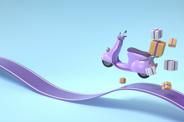 电子商务概念，移动端配送服务，卡车运输配送，3d插画图片下载