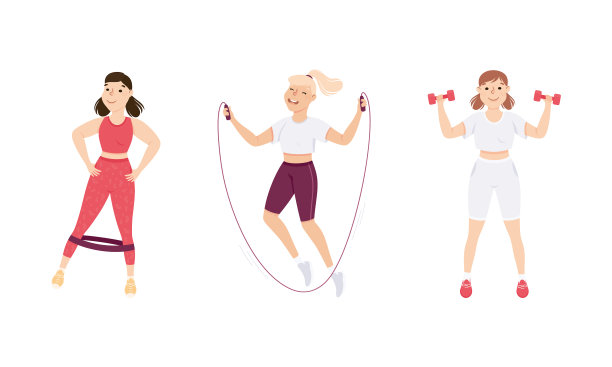 年轻女性穿着运动服在健身房做运动图片下载