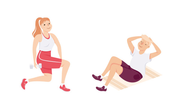 在健身房穿着运动服的年轻男女图片下载