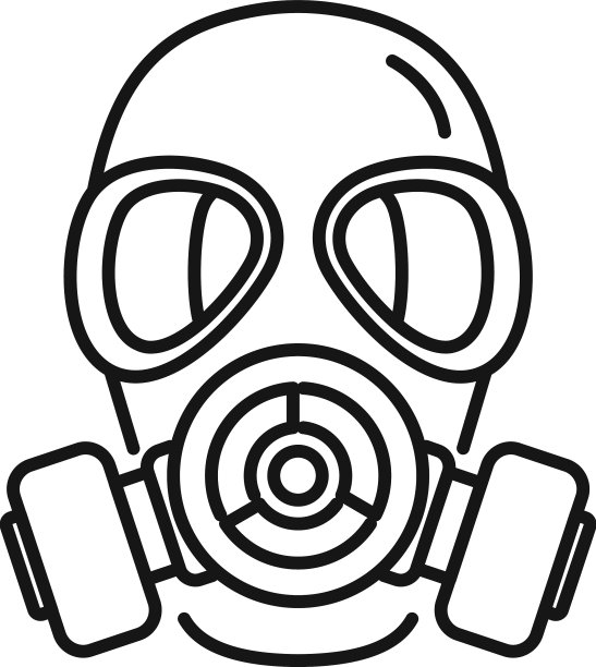 污染防毒面具图标勾勒出有毒空气图片下载
