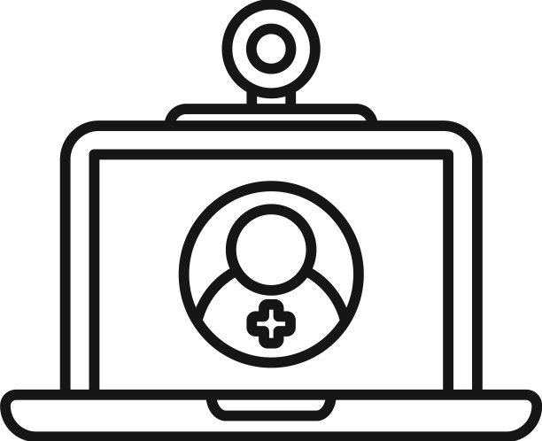远程医疗视频通话图标轮廓图片下载