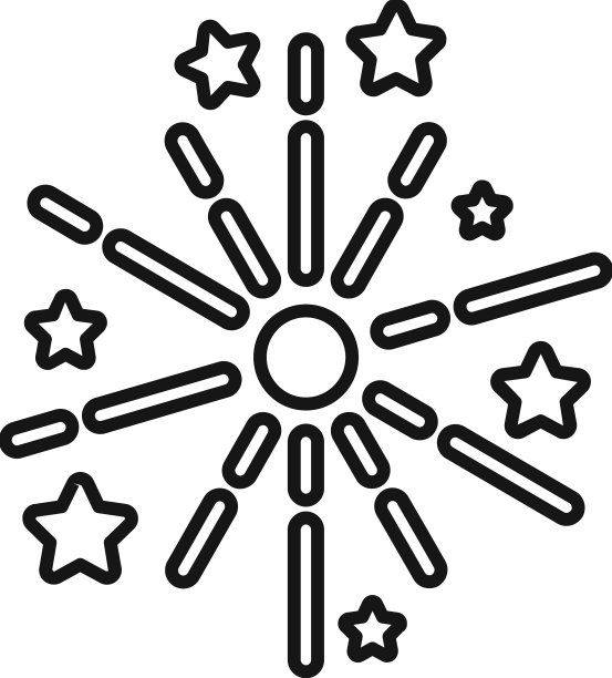 天空烟火图标勾勒狂欢事件图片下载