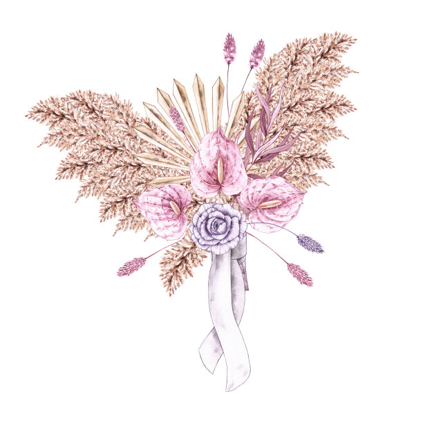 水彩新娘花束图片下载