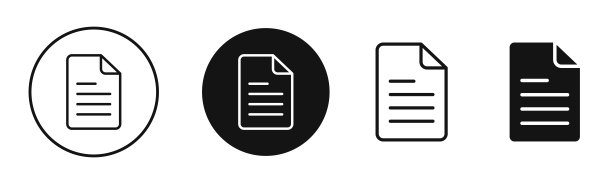 文档文件图标。一组孤立的图标在白色背景。矢量插图。图片下载