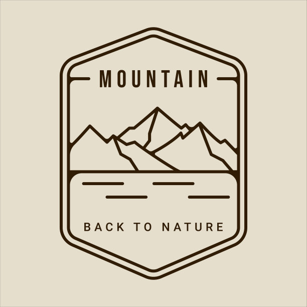 山线艺术简单的会徽标志矢量插图模板图标图形设计。冒险和户外标志或标志的商务旅行与徽章的概念图片下载