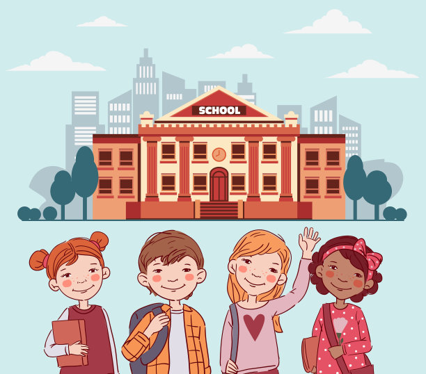 可爱的男孩和女孩拿着书。回到向量的概念图片下载