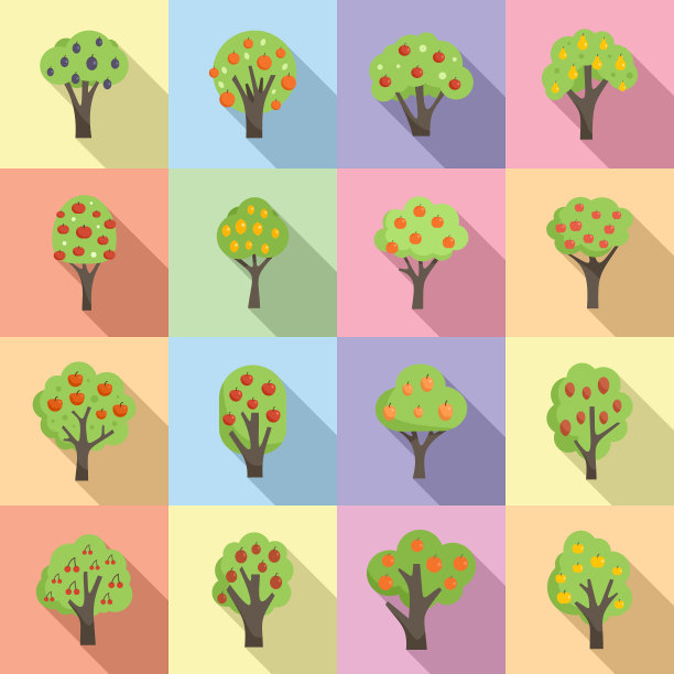 果树图标设置扁平的苹果花园图片下载