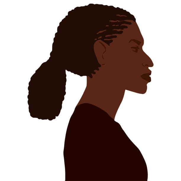 非洲裔美国人侧视图人像与辫子马尾发型矢量插图孤立图片下载