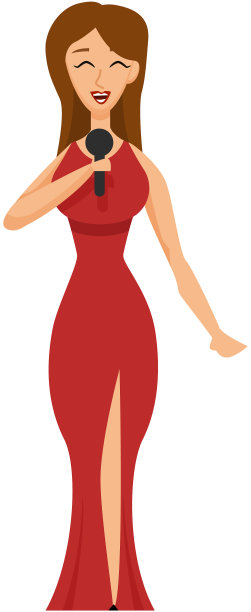 年轻漂亮的女孩对着麦克风唱歌图片下载