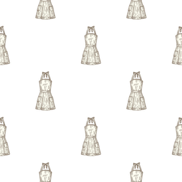 围裙围裙上刻着无缝图案。厨房元素为厨师手绘风格。图片下载