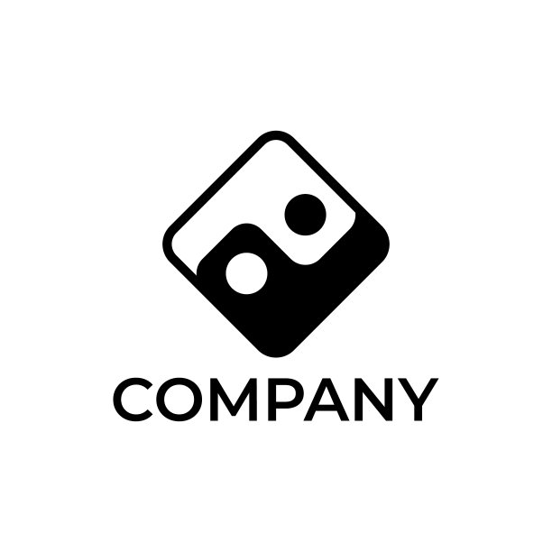 阴阳符号在方形标志设计中图片下载