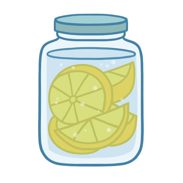 注入水柠檬切片涂鸦绘制矢量插图平面设计图标图片下载