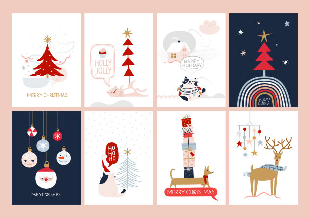 可爱的圣诞标签设置与圣诞配件和装饰品图片下载