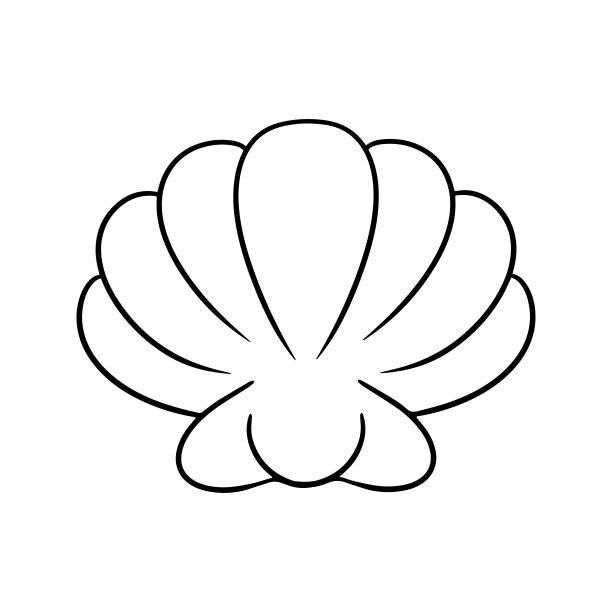单色图片，大贝壳，海洋生物，矢量卡通图片下载