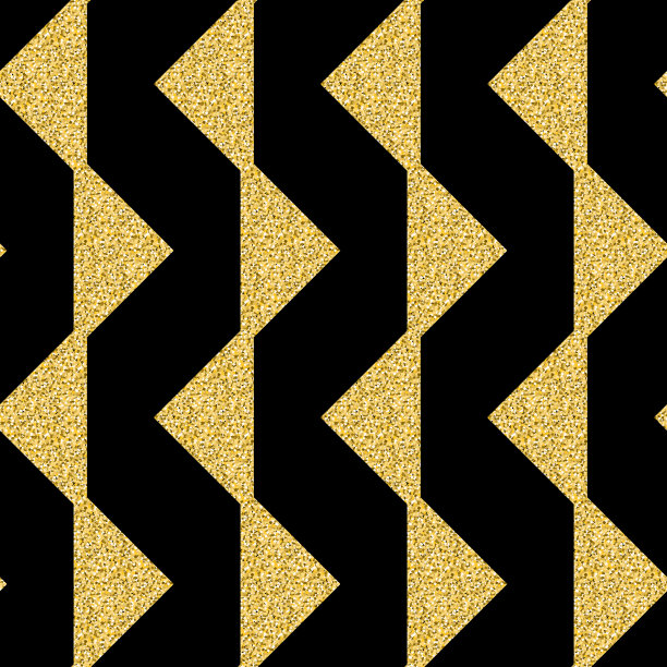 金三角排，几何无缝图案黑色金色闪烁闪光的设计背景图片下载