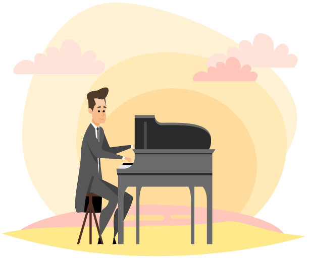 穿着音乐会服装的钢琴家角色音乐家图片下载