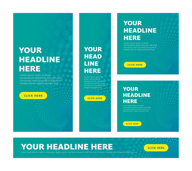 模板横幅抽象圆圆点绿色蓝色颜色背景变化大小图片下载