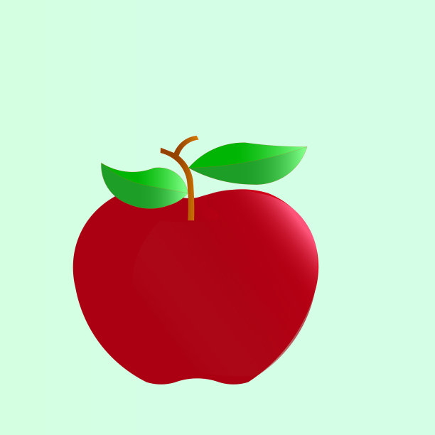 一幅带有叶子和茎的苹果的插图图片下载