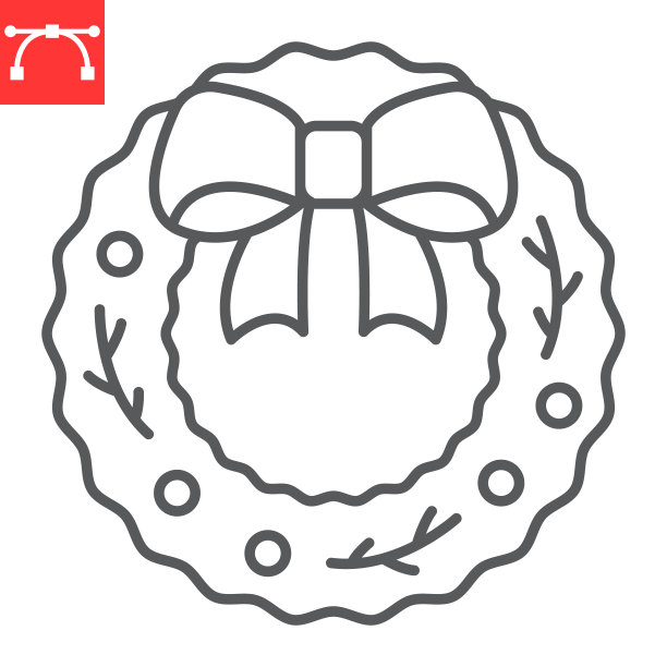 圣诞花环线图标图片下载