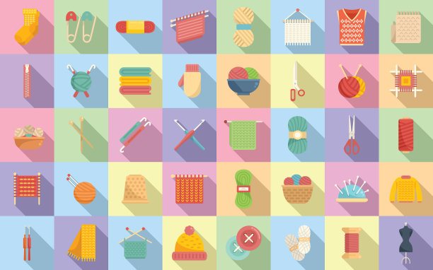 针织图标设置平钩针纱图片下载