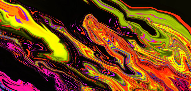 明亮的流体黄色橙色黑色霓虹灯绿色粉红色的背景。抽象的液体波。艺术迷幻数码屏幕。庆祝活动背景。横幅。模板。豪华质感。创造性的传单。墙纸。能量。图片下载