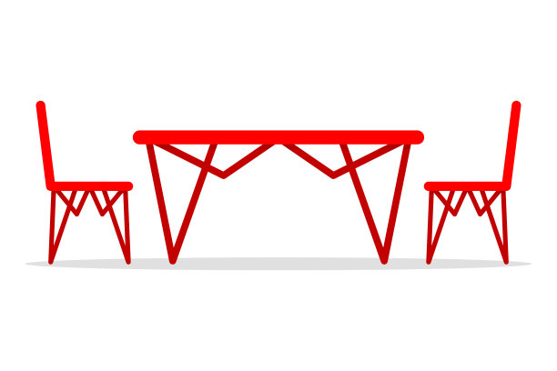 桌子和椅子图标。彩色剪影。正面的看法。矢量简单的平面图形插图。孤立的物体在白色背景上。隔离。图片下载
