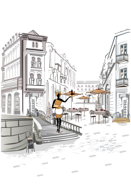 老城的一系列街景和美丽的建筑。图片下载