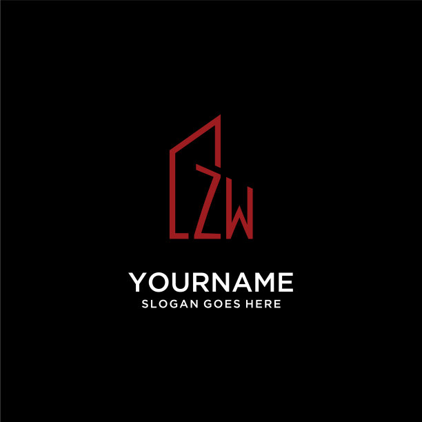 Zw初始字母与建筑标志设计图片下载
