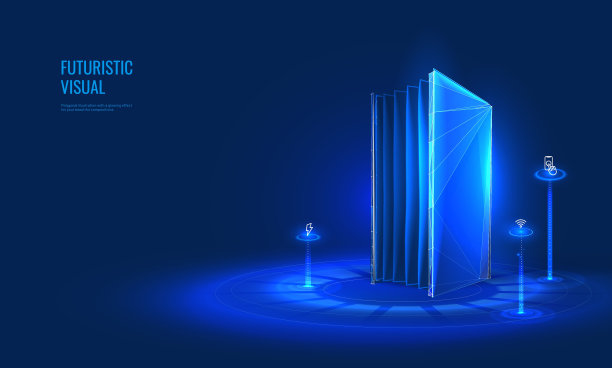 数字化未来主义风格的在线教育理念。培训或网络研讨会信息图，电子学习概念。矢量插图在黑暗的夜晚背景图片下载