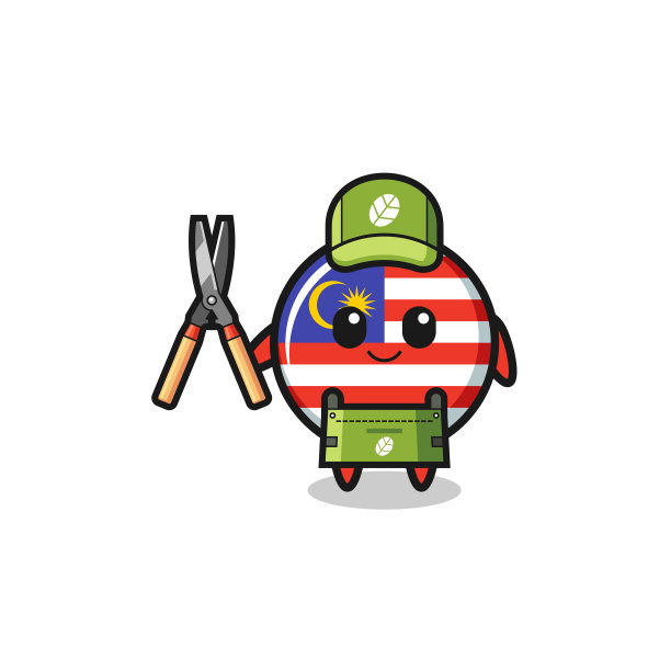可爱的马来西亚国旗作为园丁吉祥物图片下载
