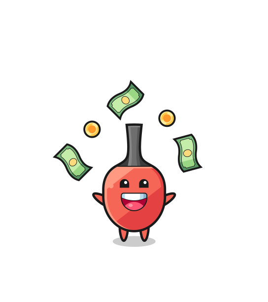 乒乓球拍接住掉下来的钱图片下载