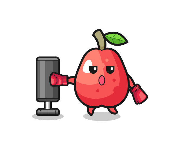 水苹果拳击手卡通做训练图片下载