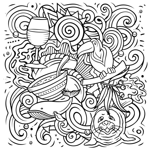 乌拉圭手绘卡通涂鸦图片下载