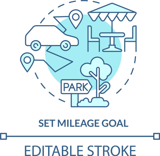 设定里程目标蓝绿色概念图标图片下载