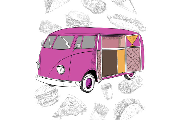 美食车速写美食街美食横幅图片下载