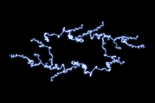背景为黑色的蓝色闪电。图片下载