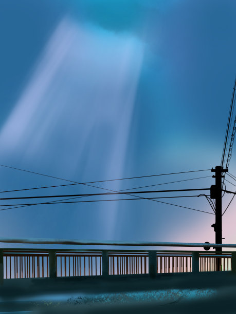 城市景观和傍晚大雨的剪辑艺术图片下载