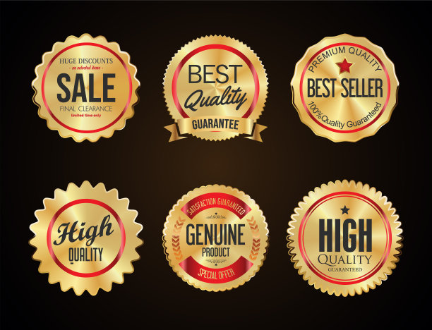 收藏金色徽章和黑色标签图片下载