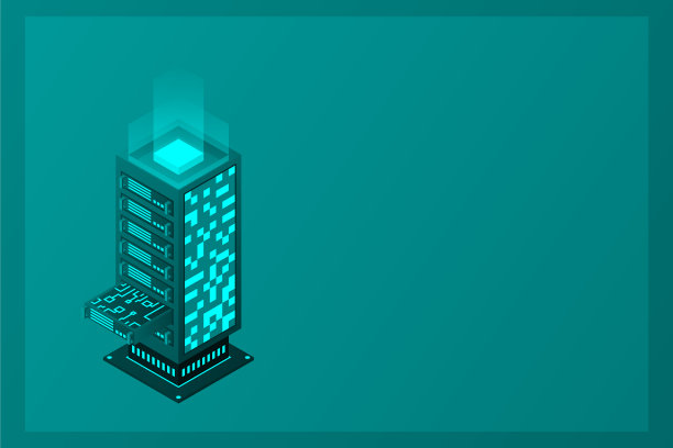 数据中心等距抽象3d托管服务器图片下载