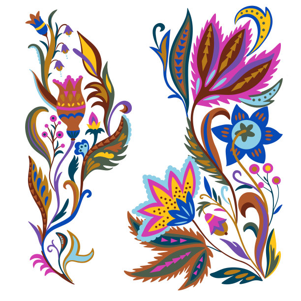 维多利亚时代的复古花卉装饰元素图片下载