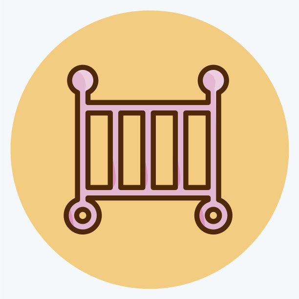 图标婴儿床适合儿童符号平风格图片下载