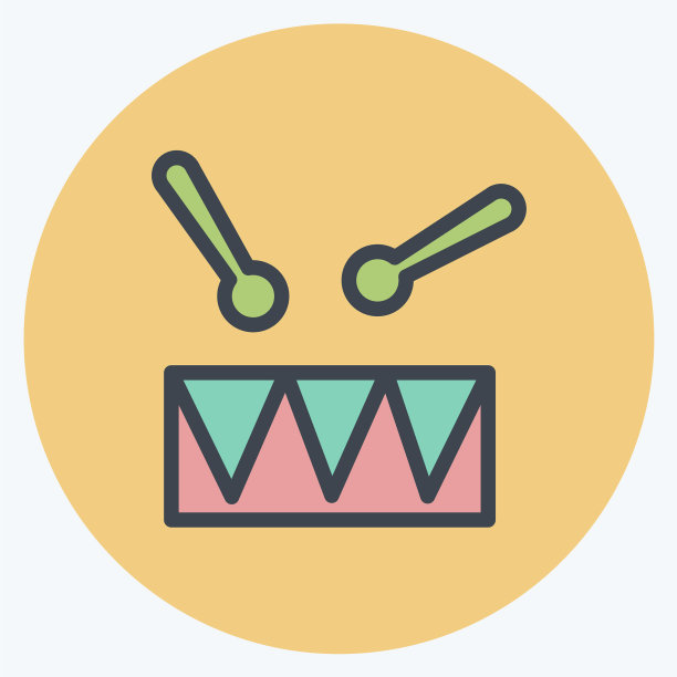 图标玩具鼓适合儿童符号配色图片下载