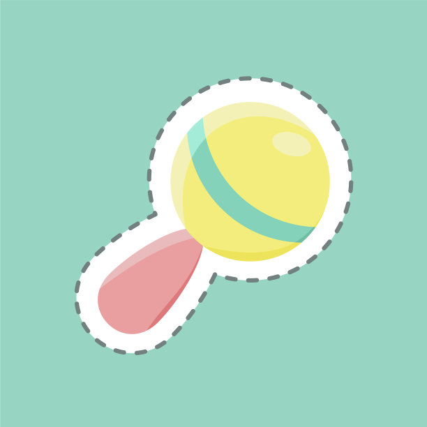 贴纸线剪拨浪鼓适合孩子的象征图片下载