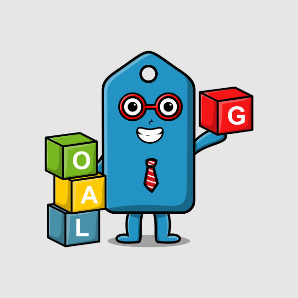 可爱的卡通价格标签商人堆栈球门盒子图片下载