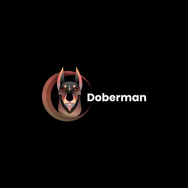 标志杜宾犬渐变彩色风格图片下载