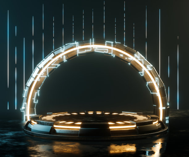 科幻空讲台3d渲染。图片下载