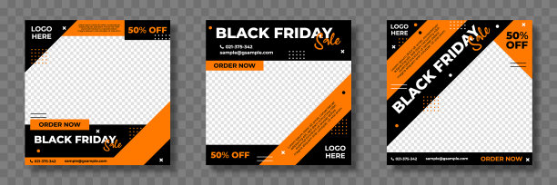 社交媒体黑色的可编辑模板集图片下载