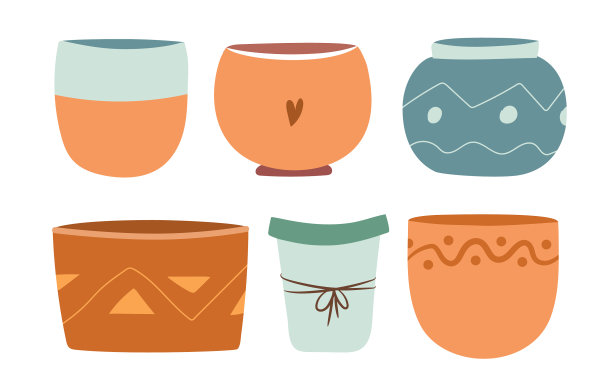 一套花盆手绘图片下载