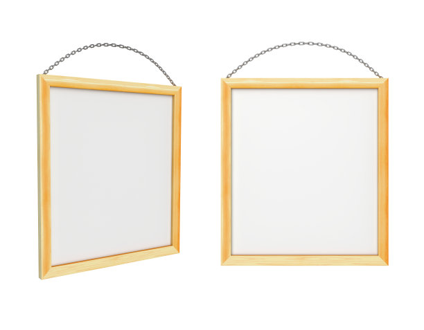 木制框架孤立在白色背景，3D渲染图片下载