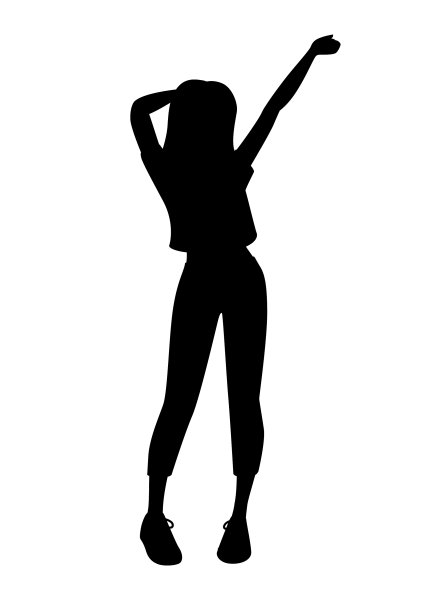 黑色剪影时尚可爱的年轻女孩图片下载